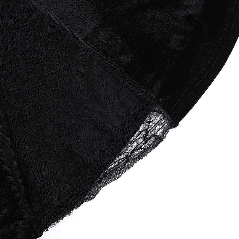 AltGoth готическое темное бархатное платье на Хэллоуин для женщин в винтажном стиле Fairy Grunge кружевное пэчворк с расклешенными рукавами и высокой талией вечернее платье