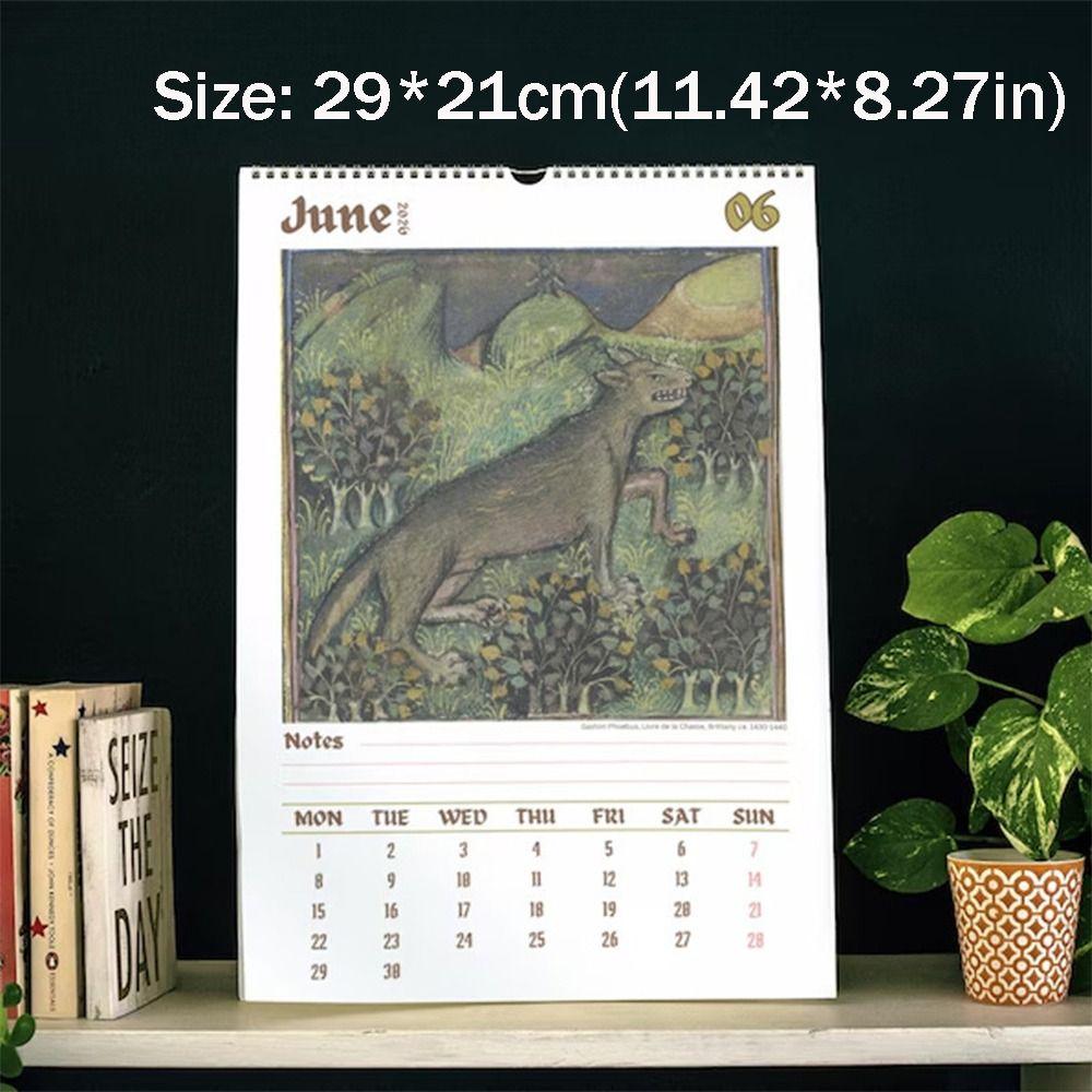 Daily Weekly Monthly Wall Calendar Medieval Horse Painting 12 Month Planner  For Bedroom