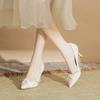 New Style Pointed Stiletto High Heels Large Size Plus Fat Wide Pearl Women's Shoes Small Size Shallow Mouth Fairy Style