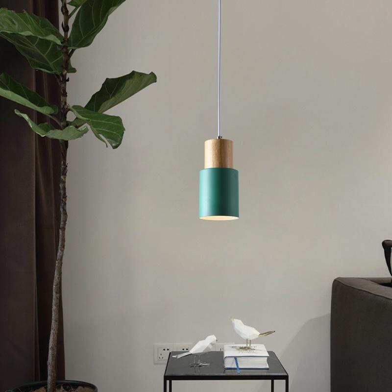 Nordic Creative Bedside Lamp: Wrought Iron and Wood Pendant Light for Bedroom or Restaurant.