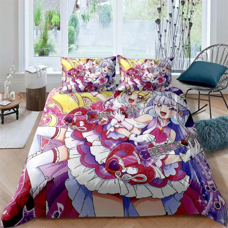 Go! Princess PreCure Anime-Themed Bedding Set Duvet Cover Bed Set Quilt Cover Pillowcase Comforter king Queen Size Boys Adult