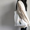 Women's Casual Canvas Shoulder Bag Flowers Printing Shopping Bag Cotton Cloth Lady Handbag Eco Reusable Large Tote Shopper Bags KTB