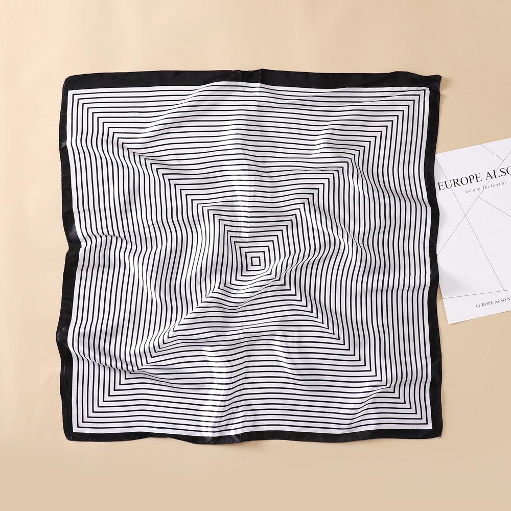 Атласный маленький квадратный шарф 60 см шелковый шарф полосатый шарф с принтом декоративная повязка на голову модный женский шелковый шарф