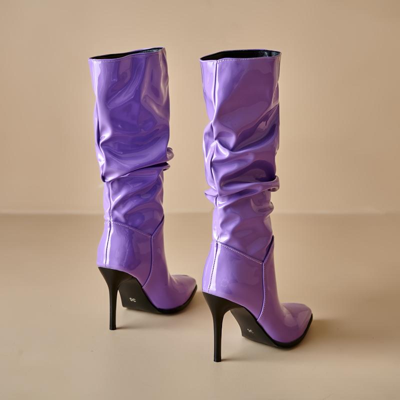 Женские сапоги на высоком каблуке, осень и зима, новые, карамельного цвета, остроносые, на шпильке, большие, средние сапоги