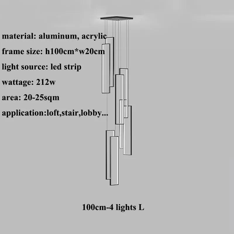 Современная минималистская люстра для лестницы, геометрическая прямоугольная светодиодная люстра, скандинавская роскошь, дуплексное чердачное освещение, бытовая техника