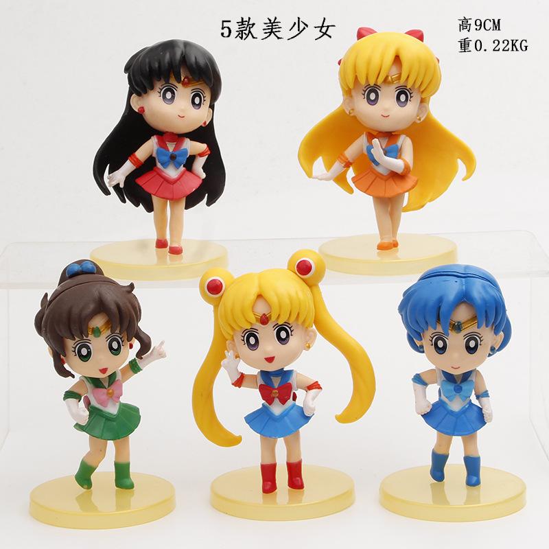 5 шт. Аниме Фигурка Сейлор Мун Мультяшная Figuarts mini Меркурий Марс Юпитер Венера Игрушки Для Девочек Модель Подарок Куклы Статичная Кукла