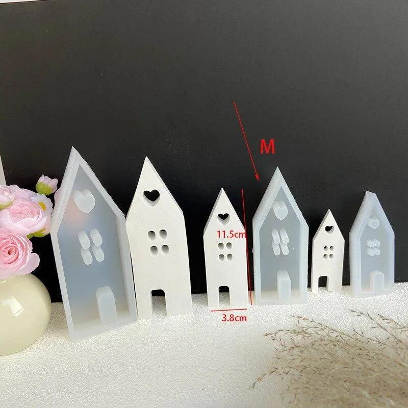 House Silicone Candle Molds Light Heart Houses Concrete Moulds Casting Molds DIY Gypsum Home Craft Decoration Resin Mould