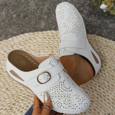 Летние женские тапочки с полым верхом, пляжная обувь, танкетка, женские сандалии, нескользящая прочная обувь для женщин, ретро сандалии для женщин