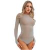 Женский глянцевый боди с длинным рукавом и круглым вырезом, купальник для танцевальных выступлений