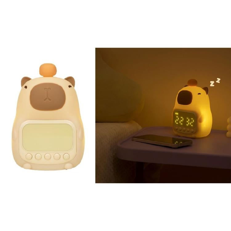 Cute Capybara Shape Sleep Night Lamp with Alarm Slock 1500mAh USB Rechargeable Sleep Trainer for Kids and Adults
