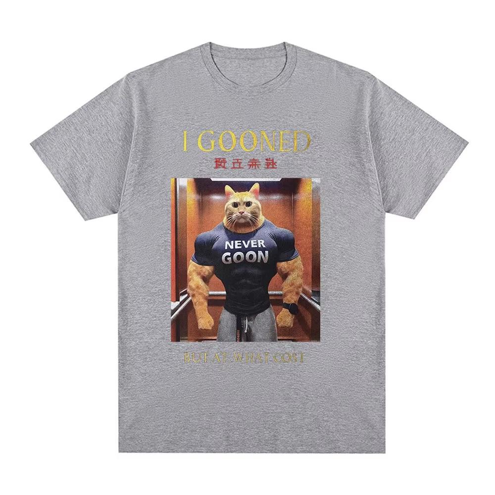 New Funny Japanese Gooning Meme 100cotton Unisexs Oneck shirt I Gooned But At What Cost graphics Womens Short Sleeved Tshirt
