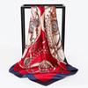 90cm Neck Scarf Satin Women Decorated Floral Print Shawl Square Scarves Fashion Accessories