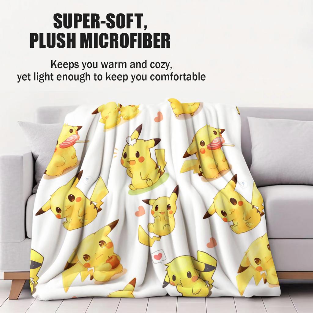 Pokemons Pikachu Cartoon Flannel Blanket For Office Home Camp Leisure Blanket Birthday Gifts Multifunctional Universal Blanket