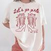 Индивидуальная футболка для девичника в Нэшвилле Let's Go Girls Ковбойская футболка для девичника Вестерн-персонажи для девичника