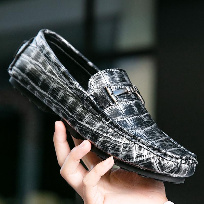 Модные повседневные кожаные мужские слипоны, удобные элегантные лоферы, новый дизайн, мужские деловые туфли на плоской подошве, универсальная мужская обувь для вождения, мокасины