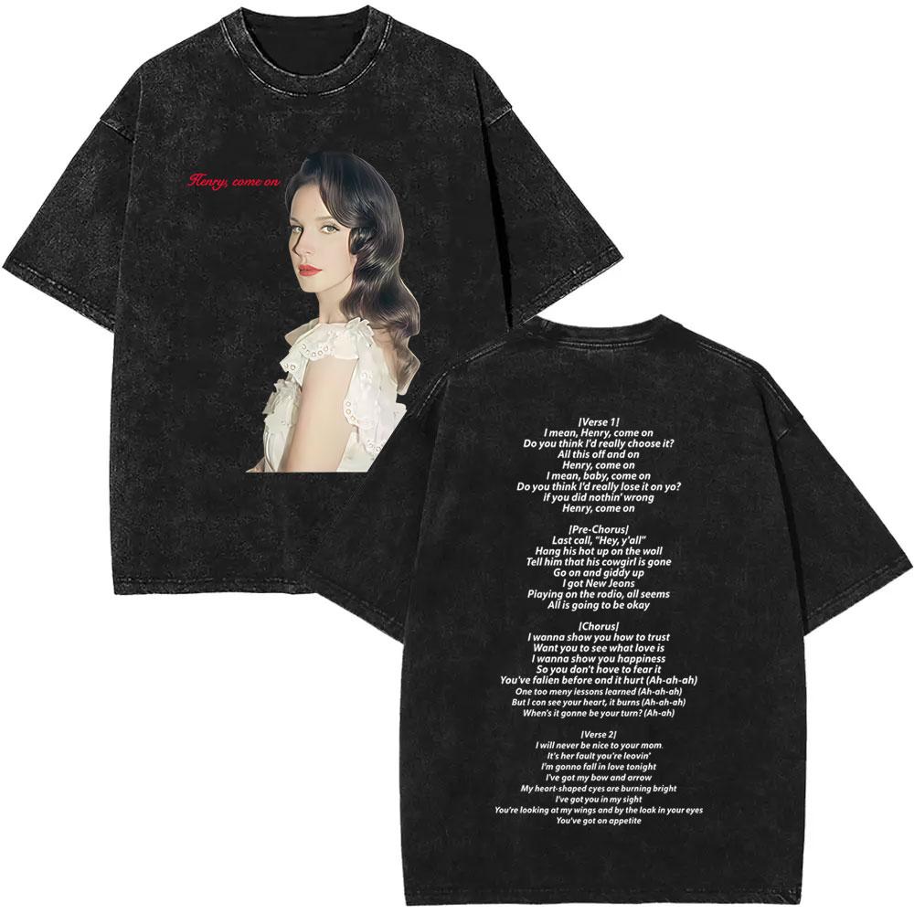 Washed Vintage WashedLana Del Rey Tour Tshirt Men Women Hip Hop Fashion Pop Music Tshirts Unisex Casual Cotton T Shirts