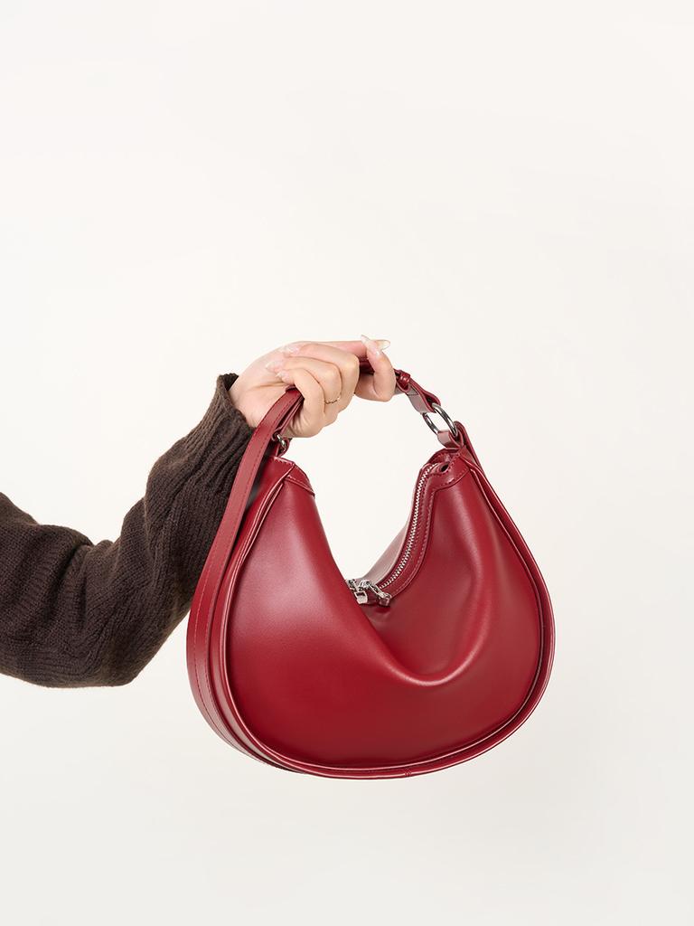 100% Genuine Leather Women Crescent Bag Handbag Luxury Women Simple Shoulder Crossbody Bag Commuter