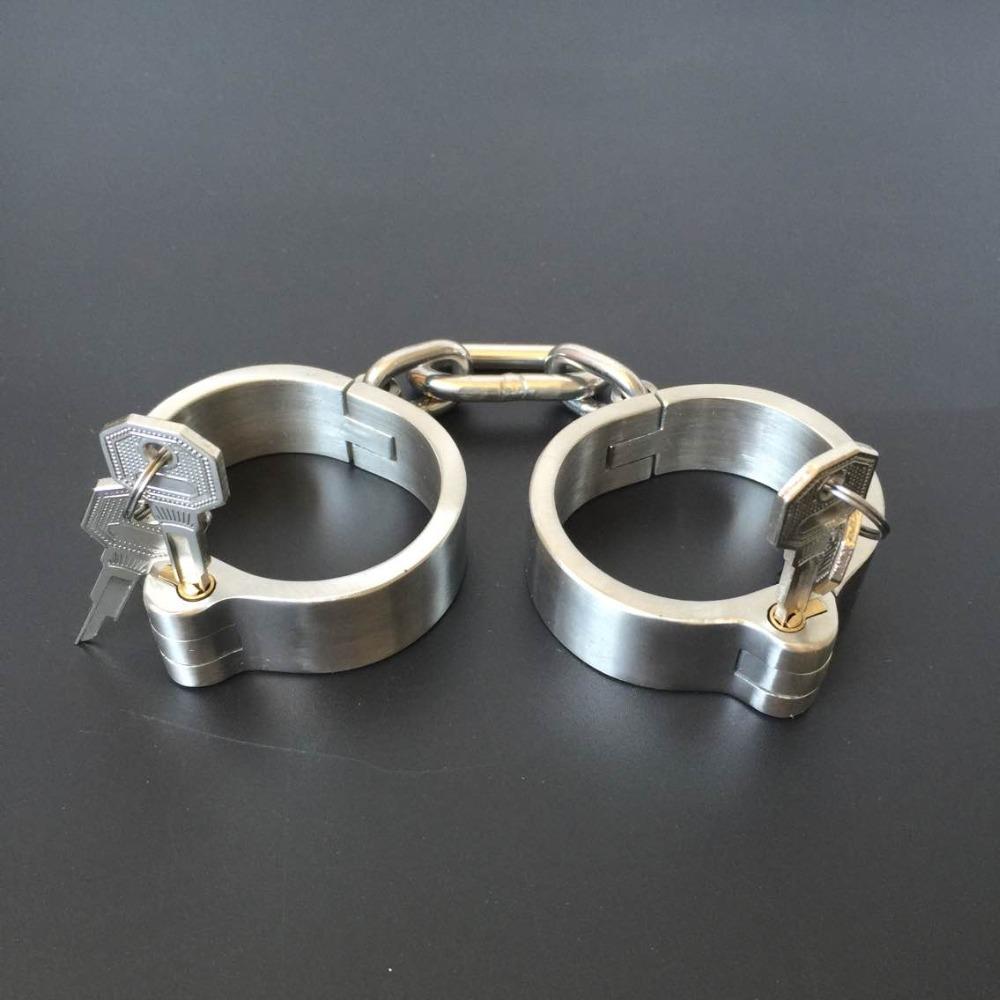 Metal Restraints Set Stainless Steel Locking Collar Cuffs Kit Cuffs & Shackles