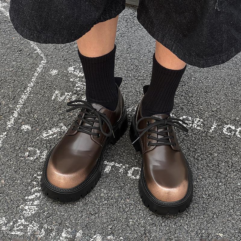 Новые британские кожаные туфли повседневная обувь увеличивают рост дорожные модные тенденции универсальные туфли дерби на платформе 3136-R