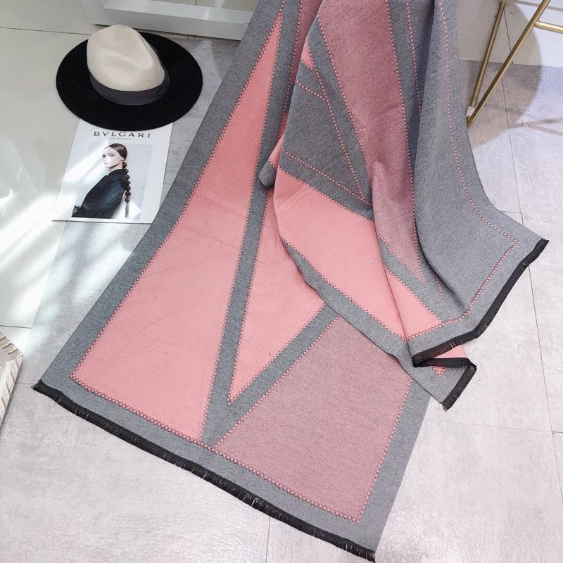 2024 Autumn/Winter New Thickened Warm Double Sided Two Tone Tassel Imitation Cashmere Scarf, High Grade Shawl Neck