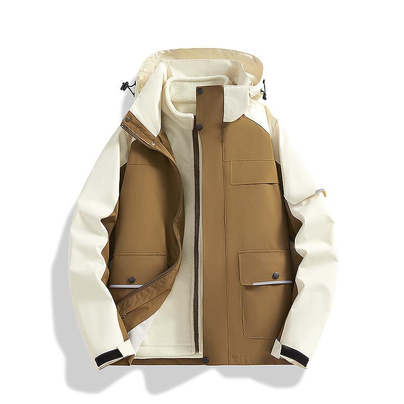 Ветрозащитная и водонепроницаемая куртка «три в одном», повседневная куртка большого размера для пар, новый стиль, утолщенная рабочая куртка, тренд