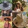 Cowgirl Straw Prism Hat Suncatcher Hand-Woven Wide Shapeable Brim Rainbow Prism Hat Sun Beach Western Cowboy Hat for Women