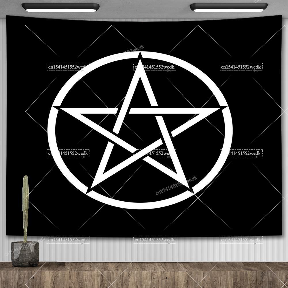Хиппи Пентаграмма Викканский настенный гобелен Оккультный колдовской гобелен Эстетические сатанинские гобелены с головой козла Украшение гостиной