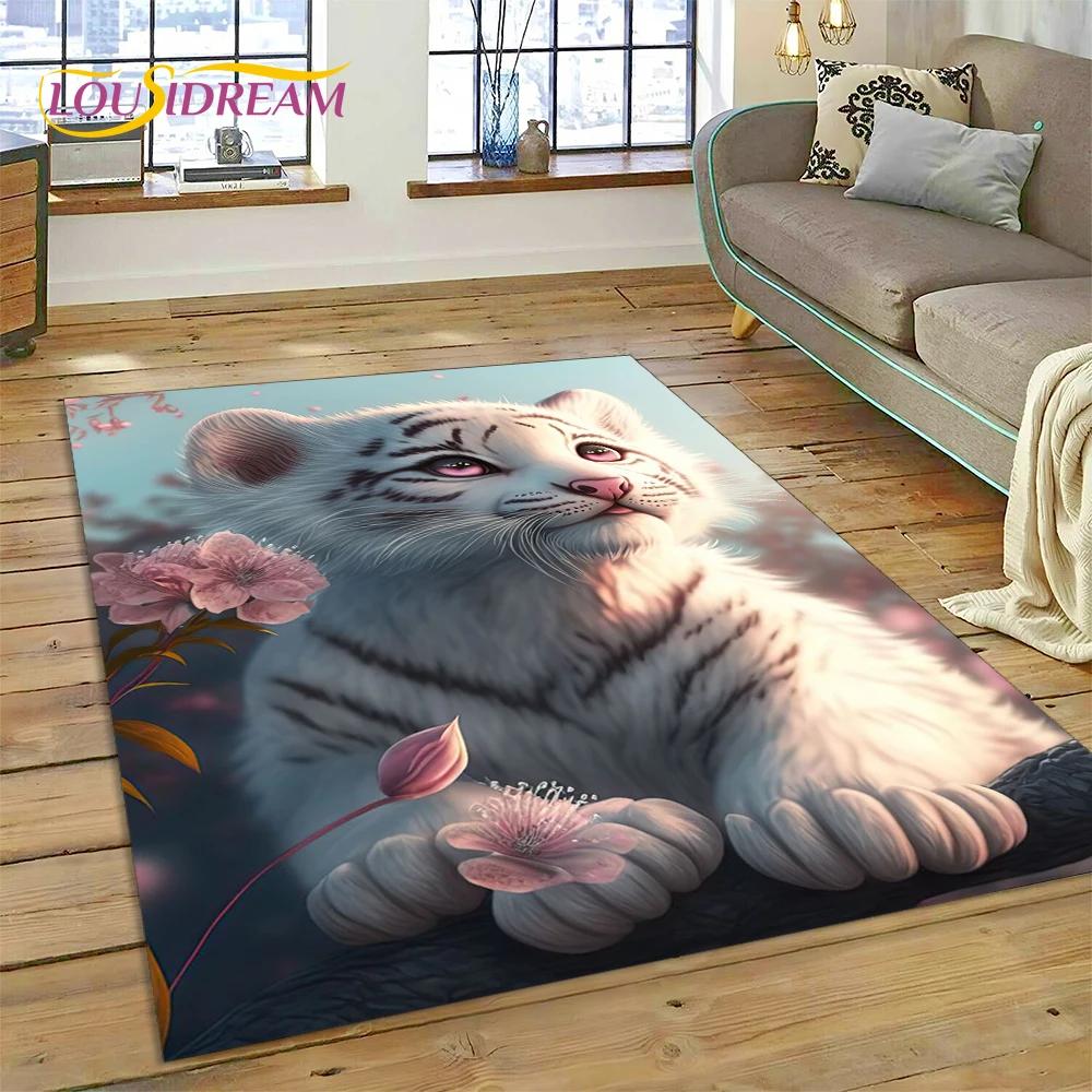 3D зверь, тигр, лев, животное, дикая природа, мультяшный ковер, ковер для дома, гостиной, спальни, дивана, коврик для двери, декор, детский коврик, нескользящий коврик