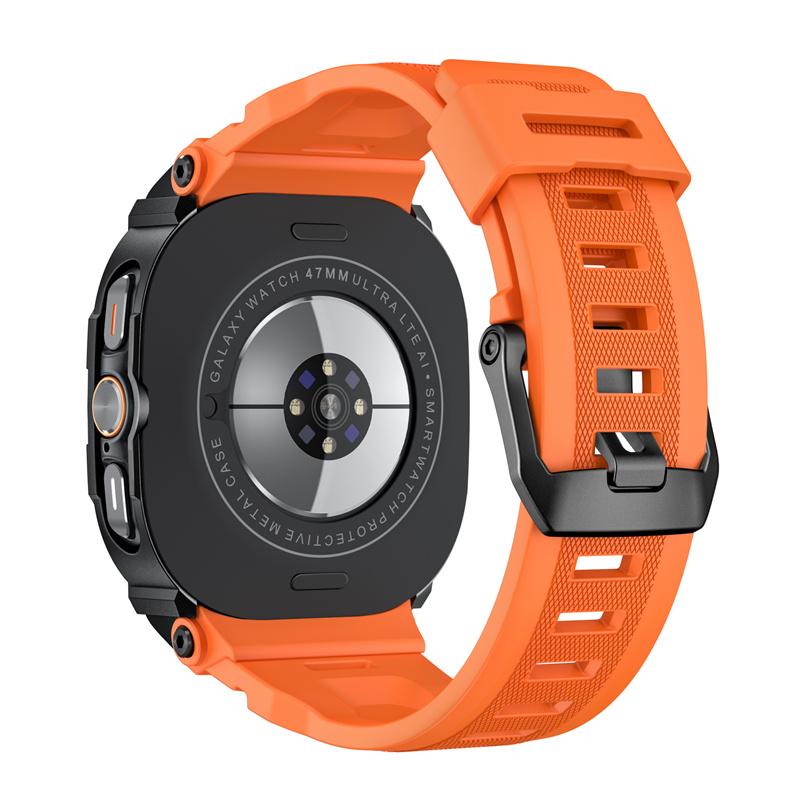 Металлический корпус+Ремешок для Samsung Galaxy Watch Ultra 47 мм Ремешок Силиконовый Дышащий Ремешок Запасной ремешок для Samsung Galaxy Ultra 2025/2024 Correa