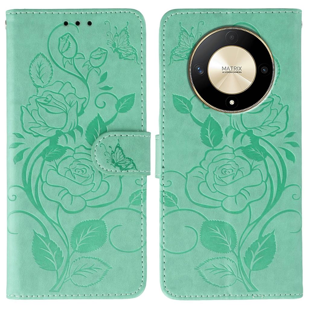 Phone Case For Honor Magic6 Lite 5G/X50 5G/X50 GT 5G/X50 Pro 5G/X9b 5G Wallet Stand Imprinted Rose Butterfly PU Leather Cover