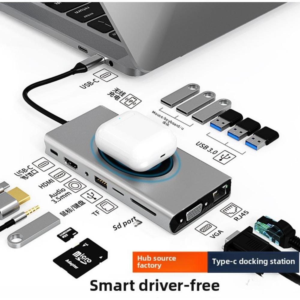 Прозрачный 10 в 1 док-станция типа C USB-концентратор адаптер для ноутбука ПК MacBook