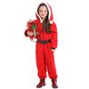Kids Girls Christmas Xmas Red Elf Velvet Hooded Jumpsuit Belt Set Children Santa Claus Halloween Role Play Dress Up Cosplay Costume