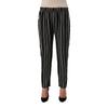 Women's Large Size Pants Rg1502 Normal Elastic Waist Narrow Leg Striped Thin Fabric Sports Pocket Black