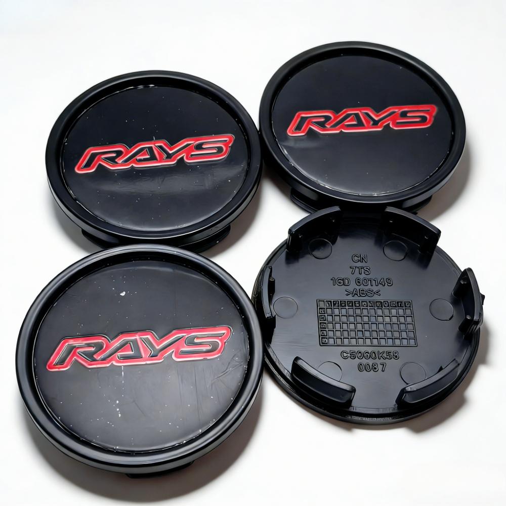 4pcs Rays Racing Logo Emblem Car Wheel Center Caps 58MM Clips 53MM Rim Hubcaps Dust Cover Wheels Hub Cap Replace Car Accessories