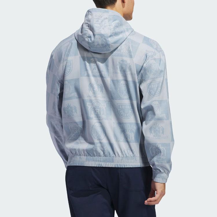 adidas Мужская светло-голубая анорак-куртка с полумолнией и принтом-значком с капюшоном IS1052