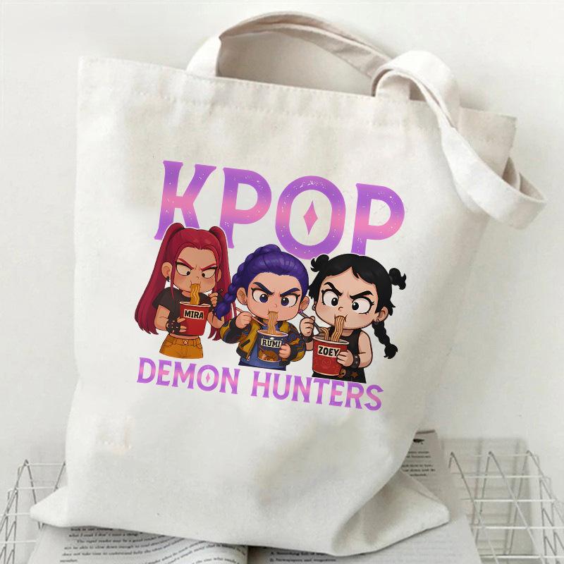 KPOP Demon Hunter Group Принт Холщовая Сумка Точечная Женская Повседневная Сумка Сумка для Шоппинга KTY