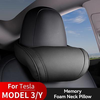 YZ для Tesla Model 3/Y/X Juniper Highland Подушка для шеи Подголовник сиденья Подушки для путешествий PU Кожа Пена с памятью Автомобильный аксессуар Новый