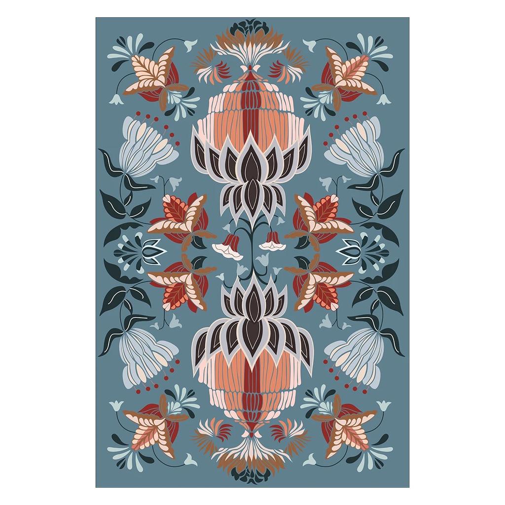 Французский винтажный ковер с цветочным узором, ковры в стиле легкой роскоши для спальни, дома, нескользящий коврик для пола, большой ковер для гостиной, моющийся ковер