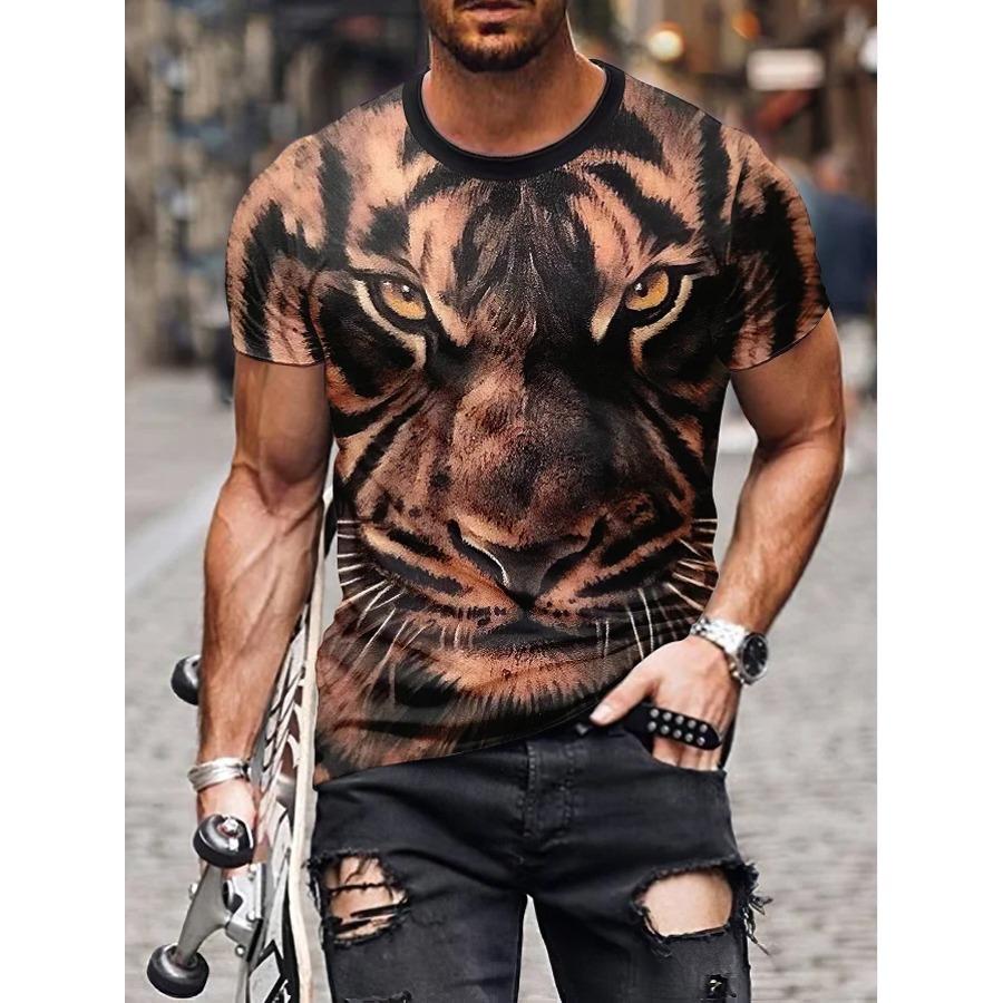 Футболка с 3D принтом тигра, боевого животного, зверя, свирепого льва/леопарда, мужские топы с короткими рукавами, футболки большого размера, мужская дизайнерская одежда