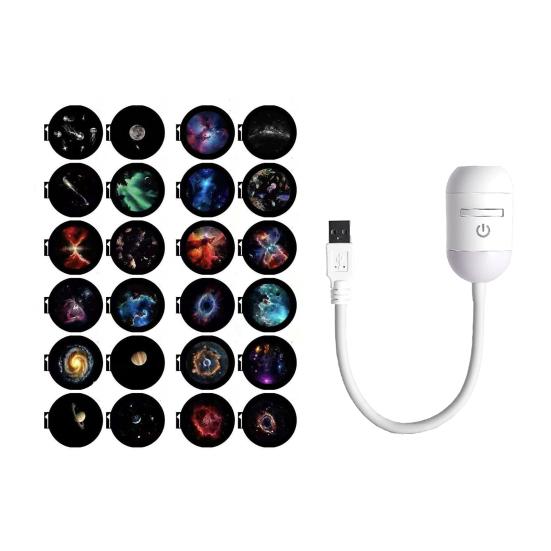 2-в-1 Проектор Звездного Неба Ночник с Пленками, USB Проектор Звездного Неба для Спальни, Мини Светодиодная Потолочная Настенная Проекционная Лампа с 360°