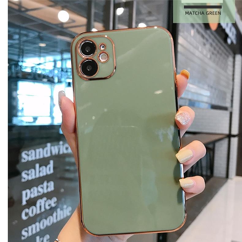 Роскошный позолоченный гальванический чехол для iPhone 11 Pro Max 8 Plus 7 XR XS X, силиконовая защита объектива 12 Pro Max SE 2020, чехол