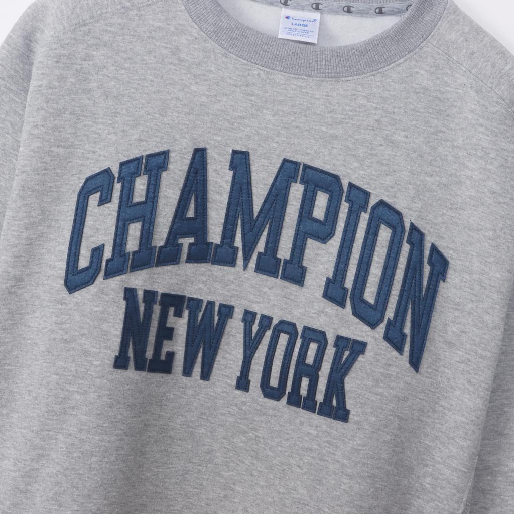 Long Round Antibacterial and Heat Graphic Logo TECH TERRY Crew Neck Oxford L [Champion] Sweatshirt, Sleeve, Neck, Deodorizing, Stretch, Retention,