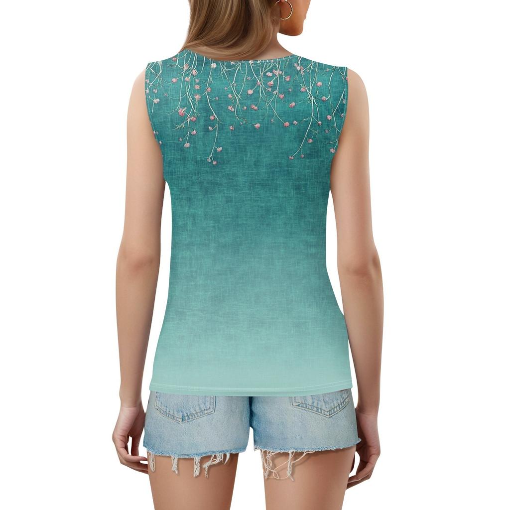 Майка с V-образным вырезом, женская футболка с принтом, повседневная свободная рубашка без рукавов