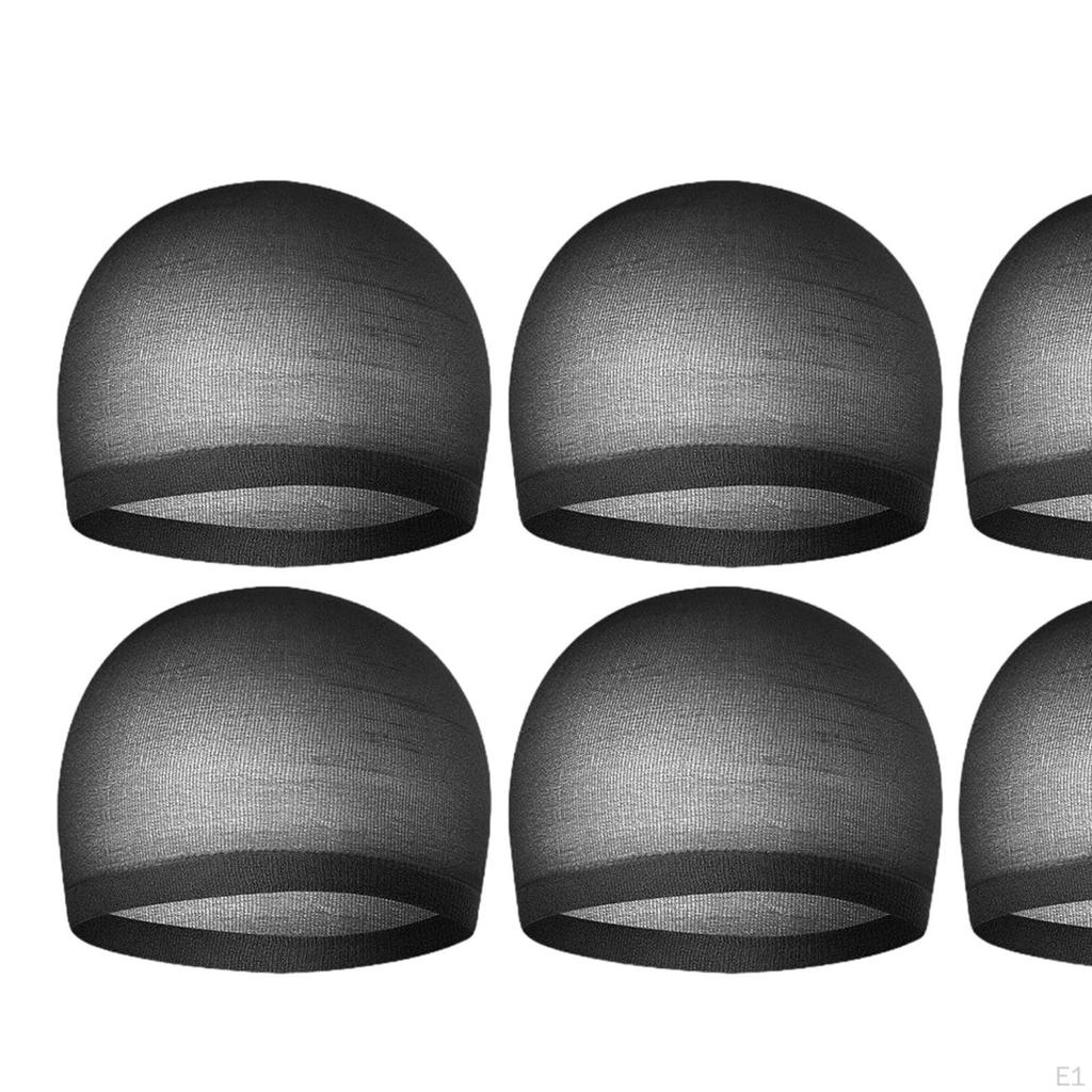 6 Pieces Wig Stocking Cap for Lace Front Wigs Elastic Breathable Headband Men & Women
