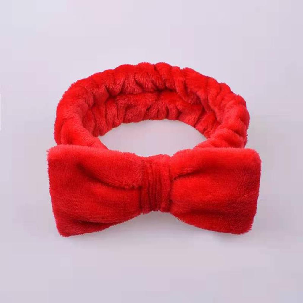 Bowknot Headband Solid Color Ladies Wide Face Wash Headband Plush Headband