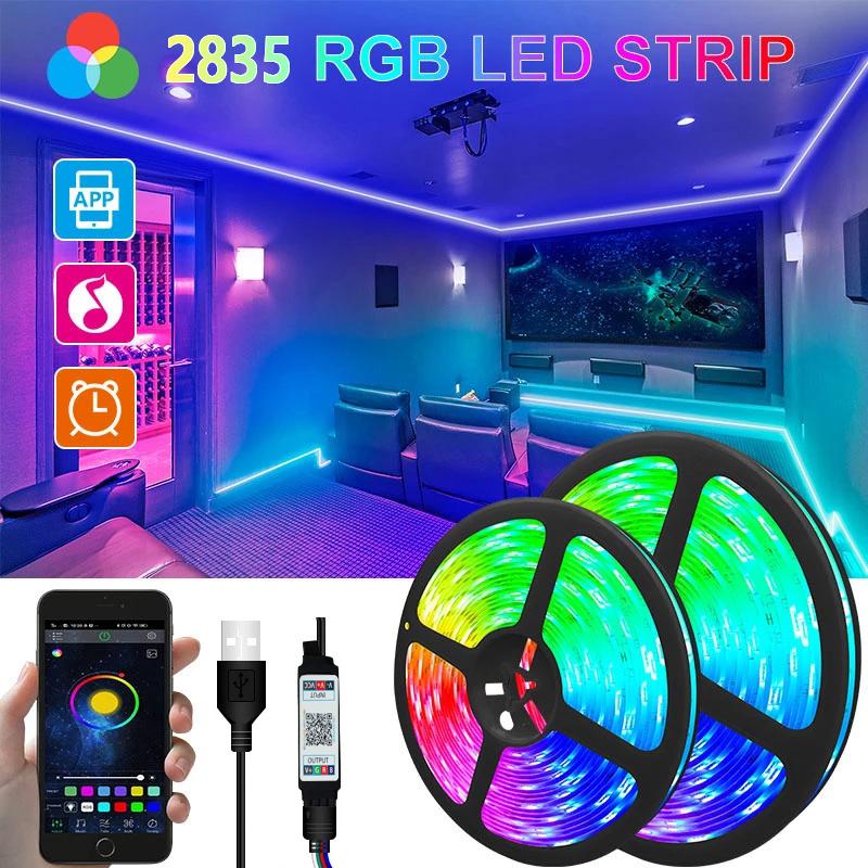 10M Amill USB светодиодная лента 5050 SMD Bluetooth RGB лампы Гибкая светодиодная лента для ламп RGB TV Настольный диодная лента Подсветка телевизора Вечеринка