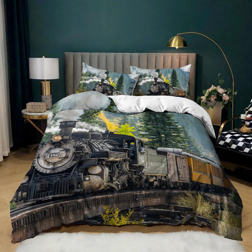 Комплект постельного белья 3D Classic Train Series, винтажное транспортное одеяло и наволочка, 2/3 предмета, AU/DE/US/UK/EU, полноразмерное украшение для дома
