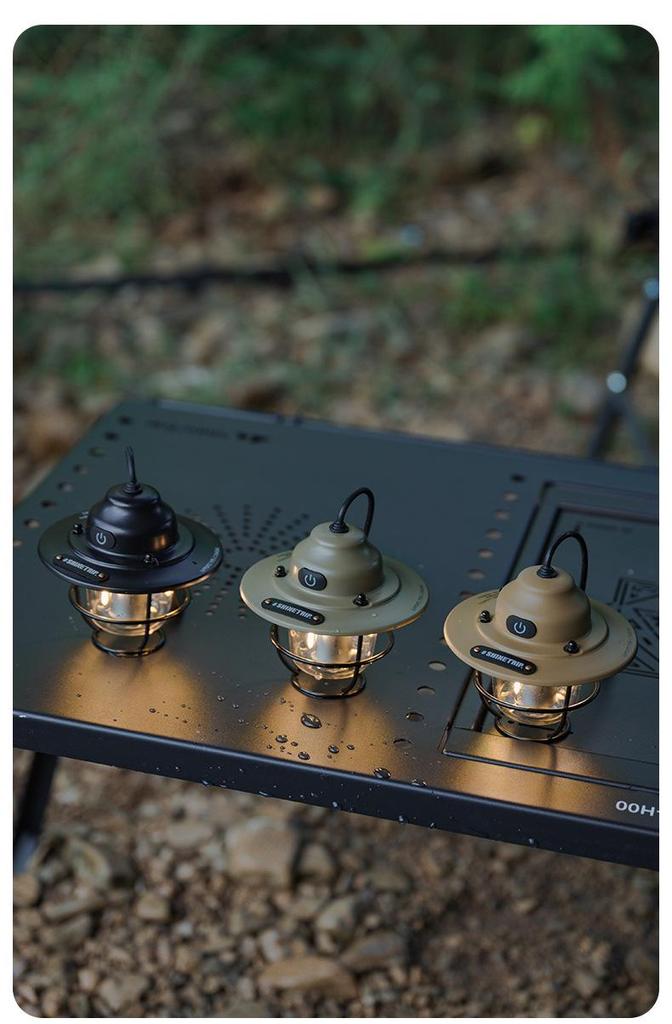 Retro Waterproof Pine Cone Camping Lamp with Tent Atmosphere & Night Light, Handheld Charging & Long Battery Life