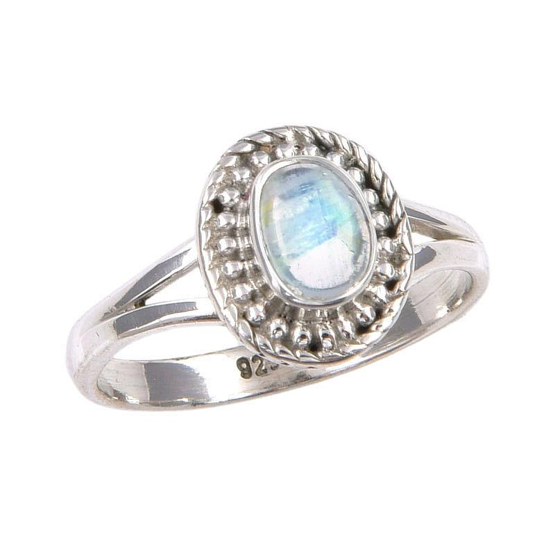 Natural Rainbow Moonstone Gemstone Handmade 925 Sterling Silver Ring Size 7 U4e35