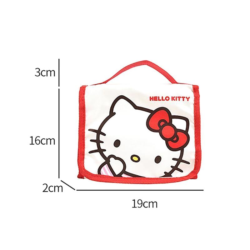 Sanrio Hello Kitty Косметичка Мультяшная Милая Большая Вместимость Складная Хранение Дорожная Сумка Kawaii Портативная Ручная Сумка